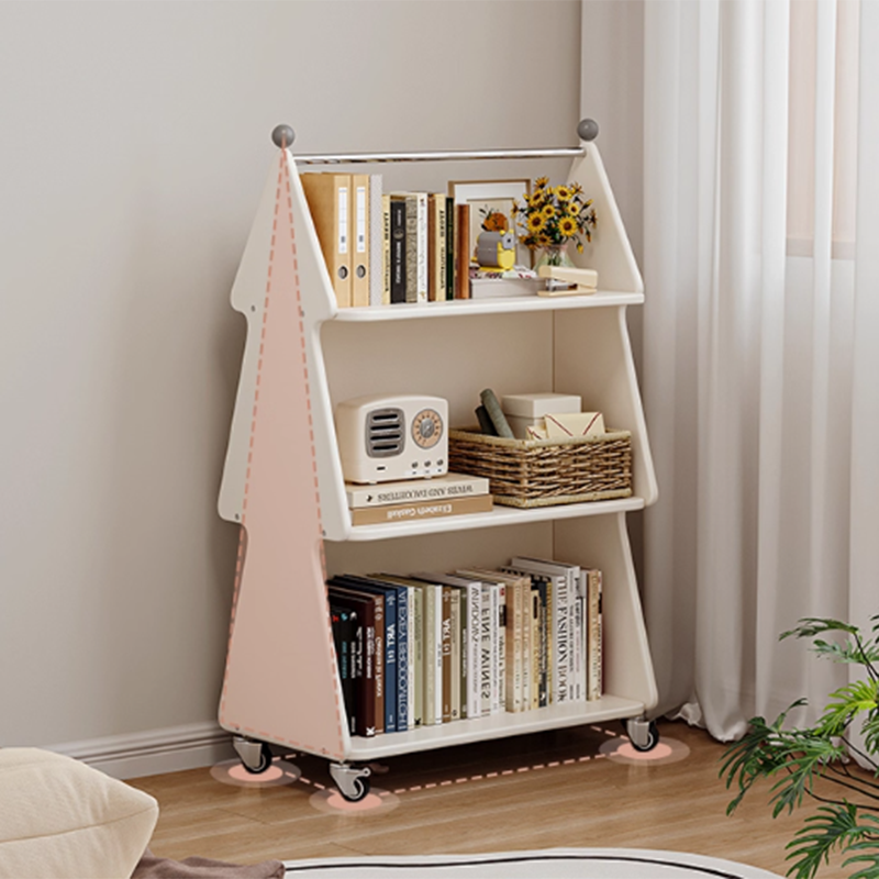 Lumendat Contemporary Creative Christmas Tree Solid Wood Particle Board Acrylic Iron Kids Movable Bookshelf 3-Tier For Study Lumendat