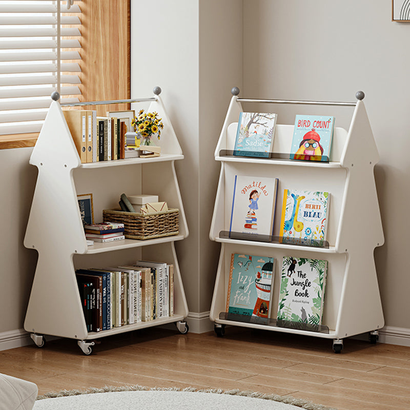 Lumendat Contemporary Creative Christmas Tree Solid Wood Particle Board Acrylic Iron Kids Movable Bookshelf 3-Tier For Study Lumendat