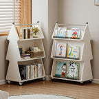 Lumendat Contemporary Creative Christmas Tree Solid Wood Particle Board Acrylic Iron Kids Movable Bookshelf 3-Tier For Study Lumendat