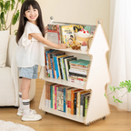 Lumendat Contemporary Creative Christmas Tree Solid Wood Particle Board Acrylic Iron Kids Movable Bookshelf 3-Tier For Study Lumendat