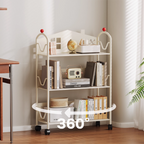 Lumendat Contemporary Nordic Narrow Castle-Shaped Iron Movable Kids Storage Shelf 3/4-Tier For Living Room Lumendat