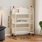 Lumendat Contemporary Nordic Narrow Castle-Shaped Iron Movable Kids Storage Shelf 3/4-Tier For Living Room Lumendat