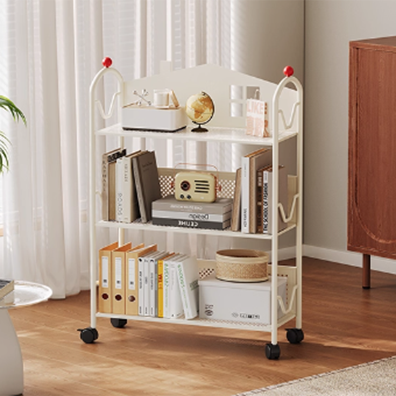 Lumendat Contemporary Nordic Narrow Castle-Shaped Iron Movable Kids Storage Shelf 3/4-Tier For Living Room Lumendat
