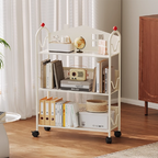 Lumendat Contemporary Nordic Narrow Castle-Shaped Iron Movable Kids Storage Shelf 3/4-Tier For Living Room Lumendat