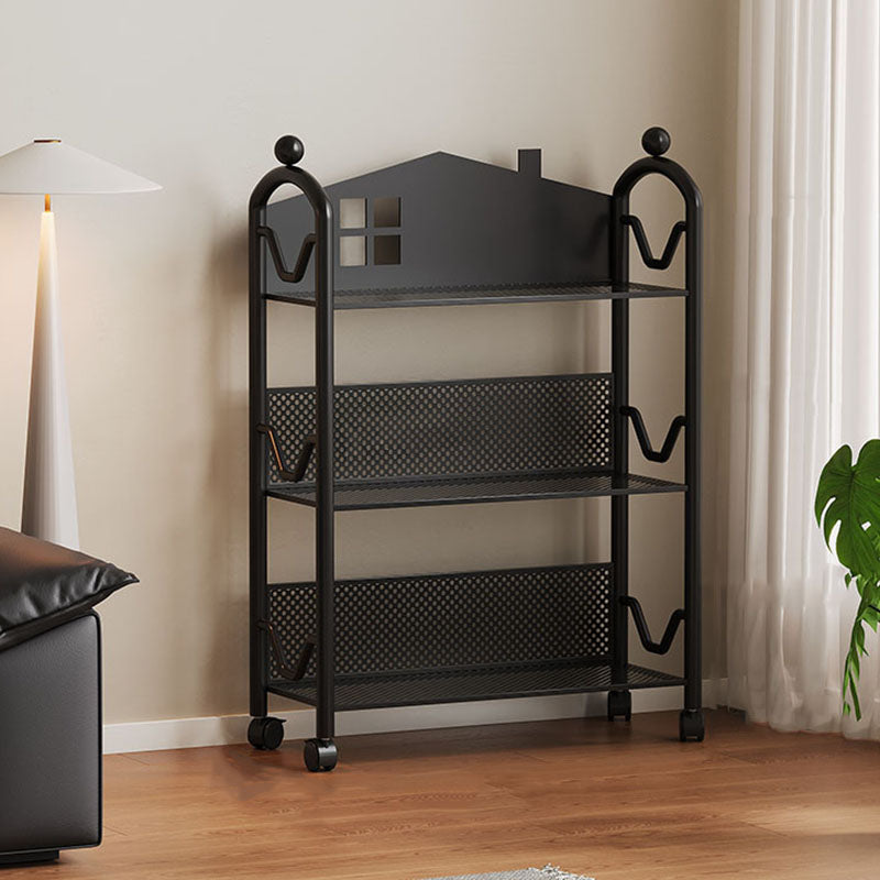 Lumendat Contemporary Nordic Narrow Castle-Shaped Iron Movable Kids Storage Shelf 3/4-Tier For Living Room Lumendat