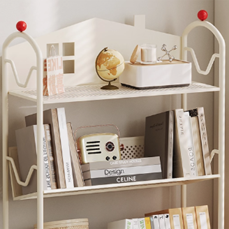 Lumendat Contemporary Nordic Narrow Castle-Shaped Iron Movable Kids Storage Shelf 3/4-Tier For Living Room Lumendat