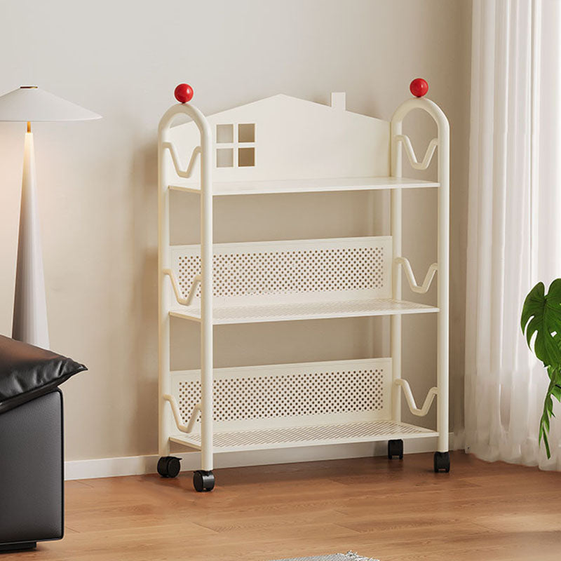 Lumendat Contemporary Nordic Narrow Castle-Shaped Iron Movable Kids Storage Shelf 3/4-Tier For Living Room Lumendat