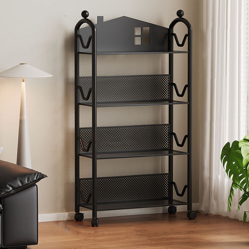 Lumendat Contemporary Nordic Narrow Castle-Shaped Iron Movable Kids Storage Shelf 3/4-Tier For Living Room Lumendat