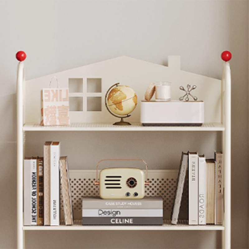 Lumendat Contemporary Nordic Narrow Castle-Shaped Iron Movable Kids Storage Shelf 3/4-Tier For Living Room Lumendat