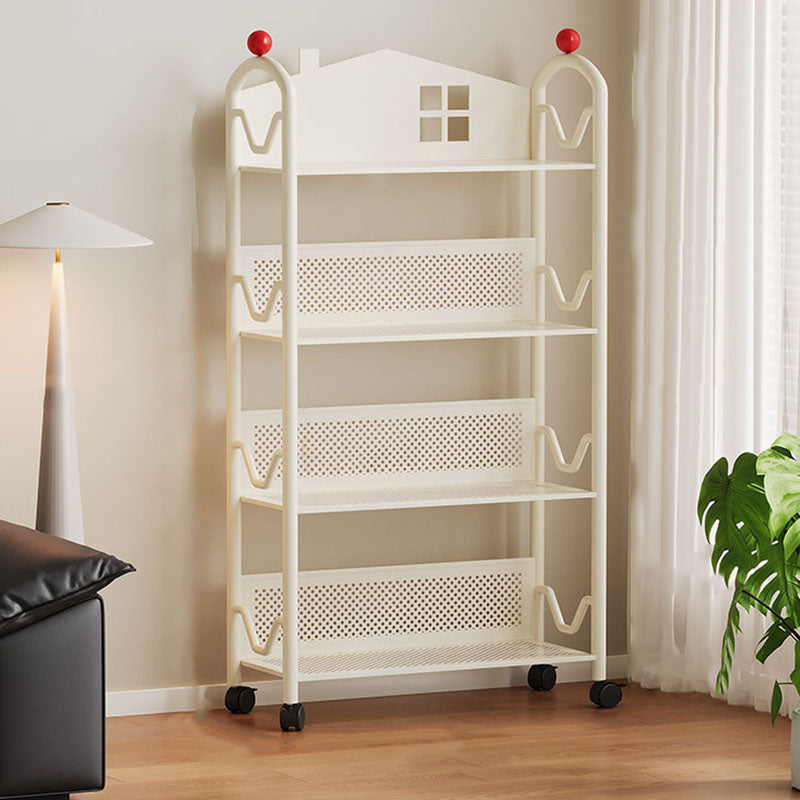 Lumendat Contemporary Nordic Narrow Castle-Shaped Iron Movable Kids Storage Shelf 3/4-Tier For Living Room Lumendat