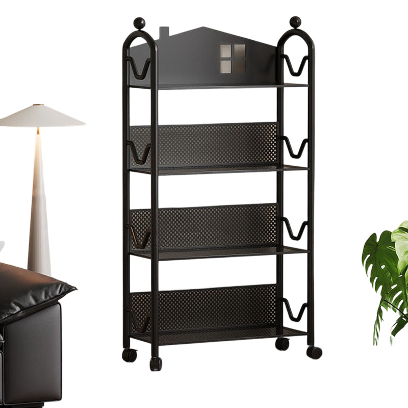 Lumendat Contemporary Nordic Narrow Castle-Shaped Iron Movable Kids Storage Shelf 3/4-Tier For Living Room Lumendat