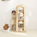 Lumendat Contemporary Creative House-Shaped Pine Wood Rotatable Kids Floor-Standing Bookshelf 3/4-Tier For Study Lumendat