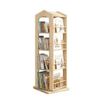 Lumendat Contemporary Creative House-Shaped Pine Wood Rotatable Kids Floor-Standing Bookshelf 3/4-Tier For Study Lumendat