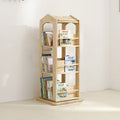 Lumendat Contemporary Creative House-Shaped Pine Wood Rotatable Kids Floor-Standing Bookshelf 3/4-Tier For Study Lumendat