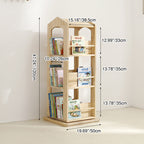 Lumendat Contemporary Creative House-Shaped Pine Wood Rotatable Kids Floor-Standing Bookshelf 3/4-Tier For Study Lumendat