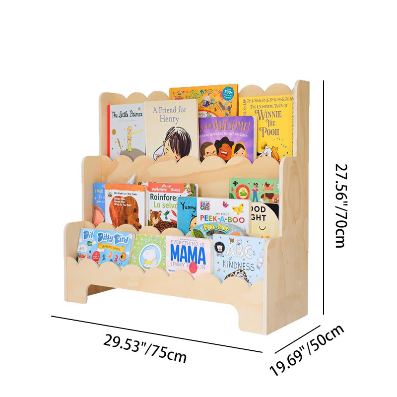 Lumendat Contemporary Nordic Fan-Shaped Pine Wood & Plywood Kids Bookshelf 3-Layer For Living Room & Study Room Lumendat