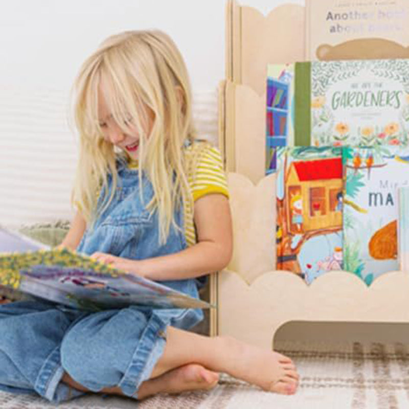 Lumendat Contemporary Nordic Fan-Shaped Pine Wood & Plywood Kids Bookshelf 3-Layer For Living Room & Study Room Lumendat
