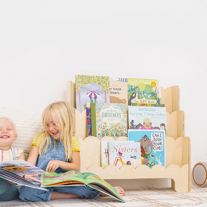 Lumendat Contemporary Nordic Fan-Shaped Pine Wood & Plywood Kids Bookshelf 3-Layer For Living Room & Study Room Lumendat