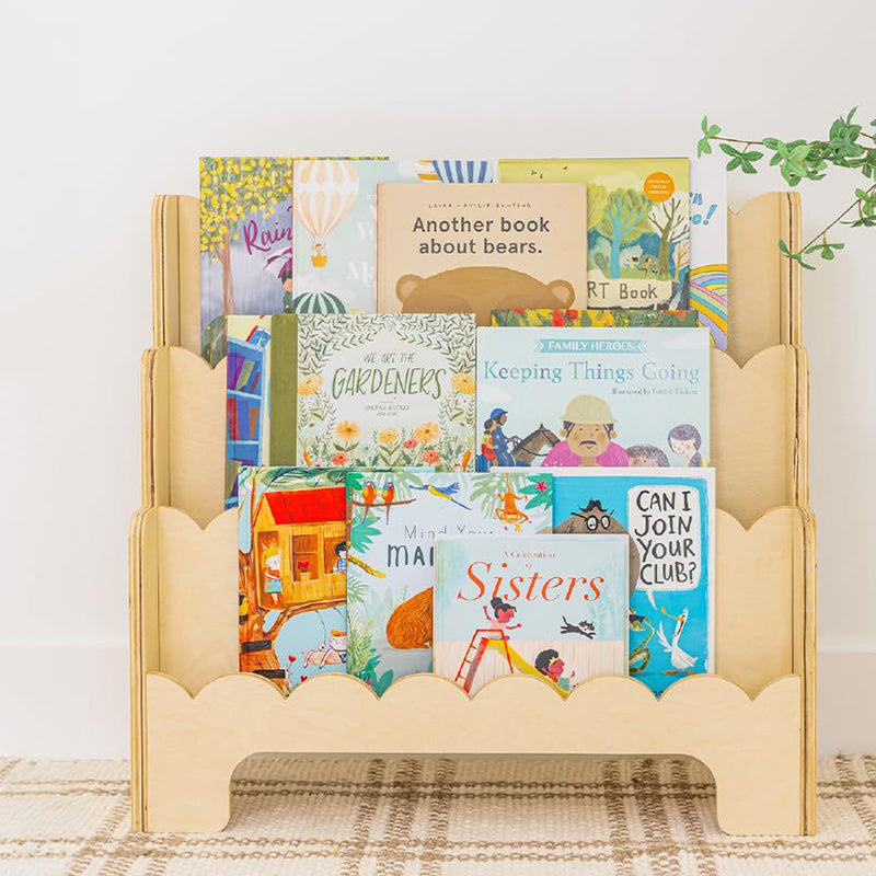 Lumendat Contemporary Nordic Fan-Shaped Pine Wood & Plywood Kids Bookshelf 3-Layer For Living Room & Study Room Lumendat
