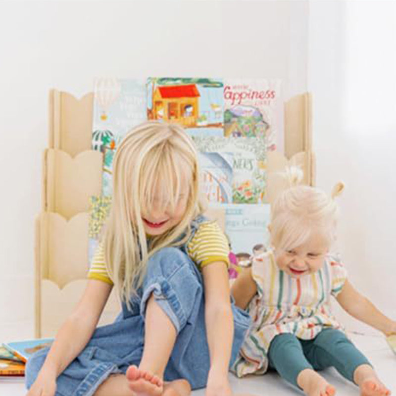 Lumendat Contemporary Nordic Fan-Shaped Pine Wood & Plywood Kids Bookshelf 3-Layer For Living Room & Study Room Lumendat