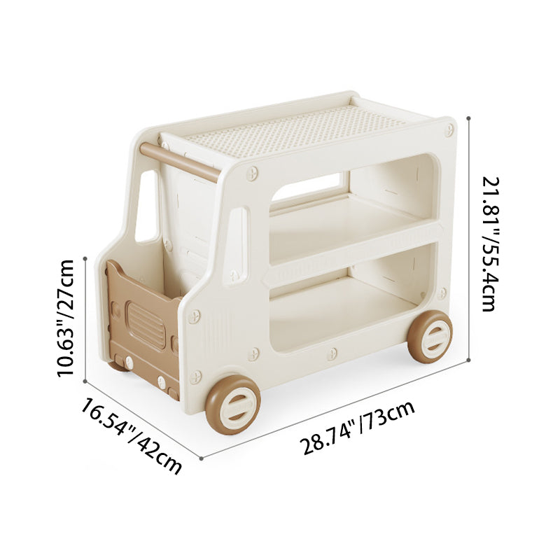 Lumendat Modern Art Deco Car-Shaped Eco-Friendly HDPE Movable Kids Storage End Table 3-Tier For Living Room Lumendat