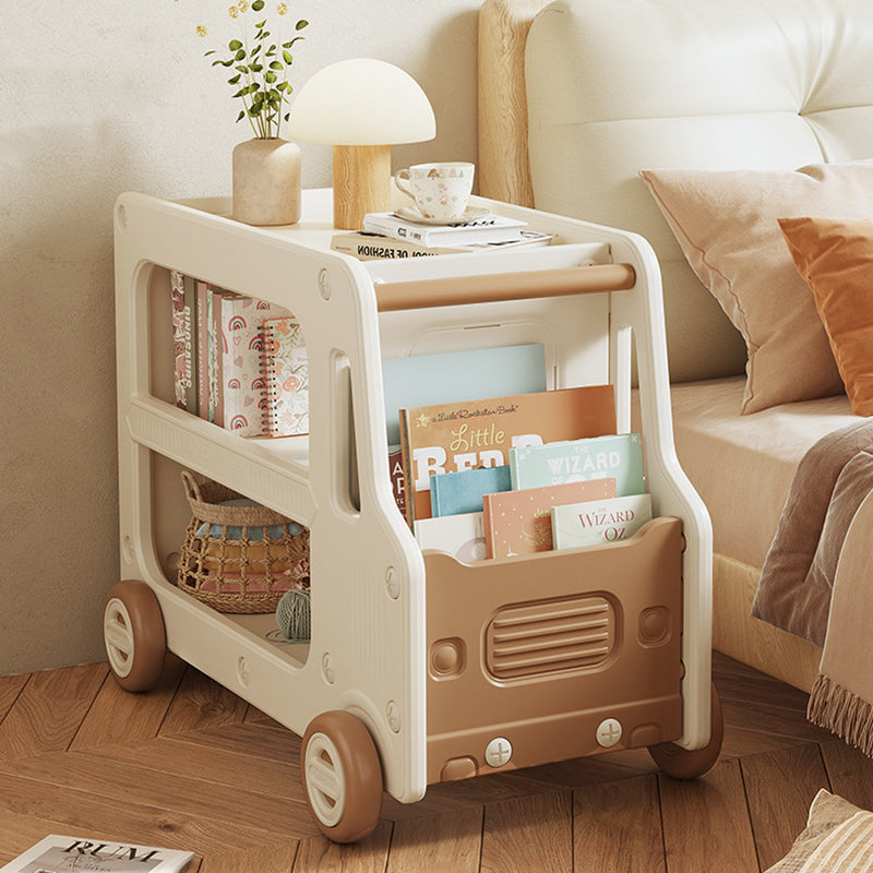 Lumendat Modern Art Deco Car-Shaped Eco-Friendly HDPE Movable Kids Storage End Table 3-Tier For Living Room Lumendat