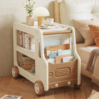 Lumendat Modern Art Deco Car-Shaped Eco-Friendly HDPE Movable Kids Storage End Table 3-Tier For Living Room Lumendat