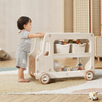 Lumendat Modern Art Deco Car-Shaped Eco-Friendly HDPE Movable Kids Storage End Table 3-Tier For Living Room Lumendat