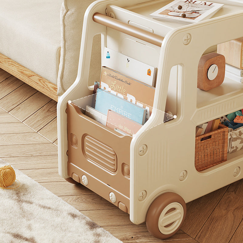 Lumendat Modern Art Deco Car-Shaped Eco-Friendly HDPE Movable Kids Storage End Table 3-Tier For Living Room Lumendat