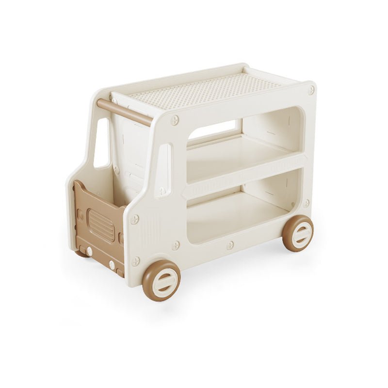 Lumendat Modern Art Deco Car-Shaped Eco-Friendly HDPE Movable Kids Storage End Table 3-Tier For Living Room Lumendat
