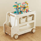 Lumendat Modern Art Deco Car-Shaped Eco-Friendly HDPE Movable Kids Storage End Table 3-Tier For Living Room Lumendat