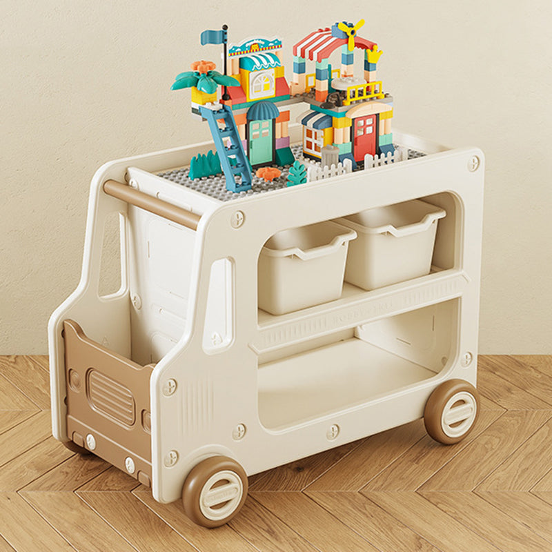 Lumendat Modern Art Deco Car-Shaped Eco-Friendly HDPE Movable Kids Storage End Table 3-Tier For Living Room Lumendat