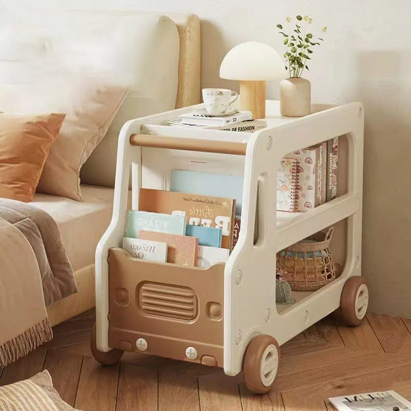Lumendat Modern Art Deco Car-Shaped Eco-Friendly HDPE Movable Kids Storage End Table 3-Tier For Living Room Lumendat