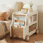 Lumendat Modern Art Deco Car-Shaped Eco-Friendly HDPE Movable Kids Storage End Table 3-Tier For Living Room Lumendat
