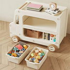 Lumendat Modern Art Deco Car-Shaped Eco-Friendly HDPE Movable Kids Storage End Table 3-Tier For Living Room Lumendat