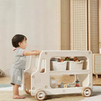 Lumendat Modern Art Deco Car-Shaped Eco-Friendly HDPE Movable Kids Storage End Table 3-Tier For Living Room Lumendat