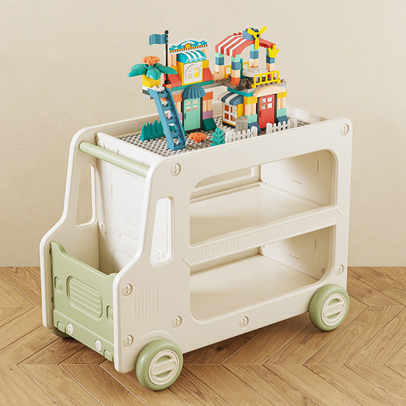 Lumendat Modern Art Deco Car-Shaped Eco-Friendly HDPE Movable Kids Storage End Table 3-Tier For Living Room Lumendat