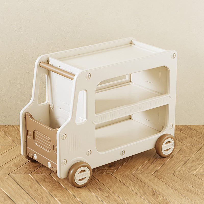 Lumendat Modern Art Deco Car-Shaped Eco-Friendly HDPE Movable Kids Storage End Table 3-Tier For Living Room Lumendat