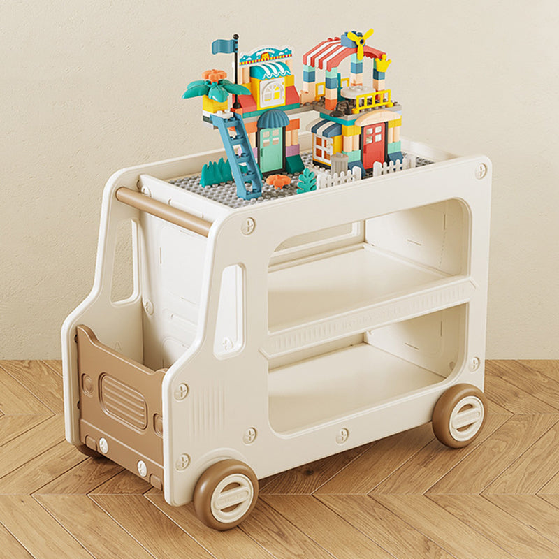 Lumendat Modern Art Deco Car-Shaped Eco-Friendly HDPE Movable Kids Storage End Table 3-Tier For Living Room Lumendat