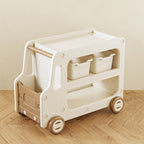 Lumendat Modern Art Deco Car-Shaped Eco-Friendly HDPE Movable Kids Storage End Table 3-Tier For Living Room Lumendat