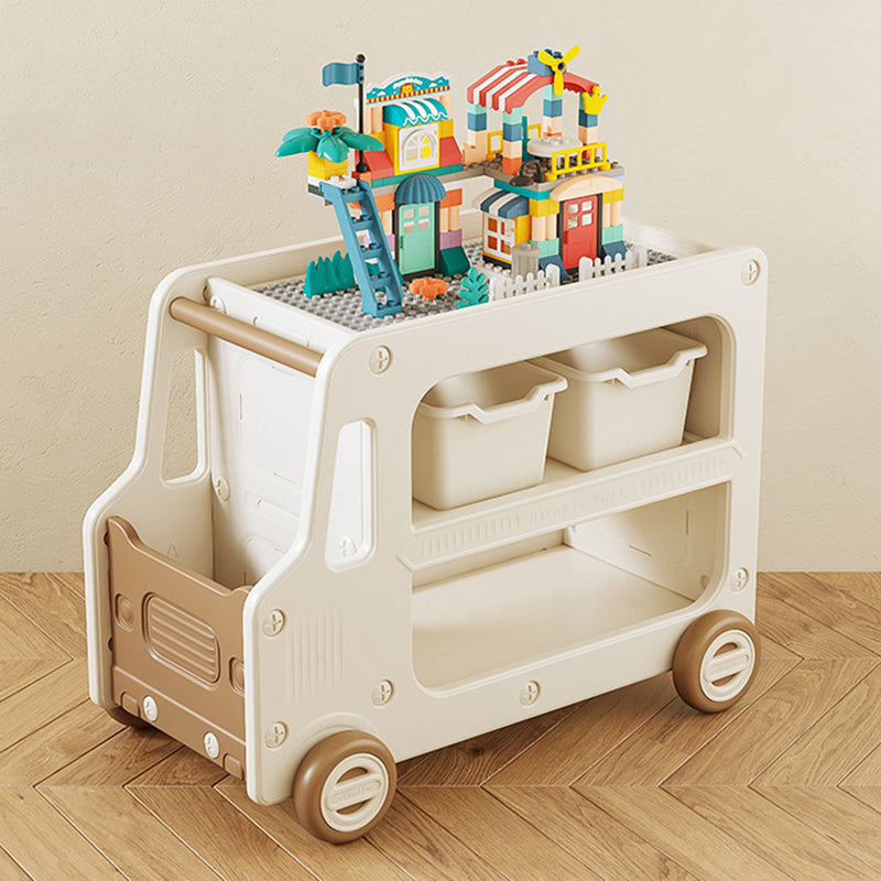 Lumendat Modern Art Deco Car-Shaped Eco-Friendly HDPE Movable Kids Storage End Table 3-Tier For Living Room Lumendat