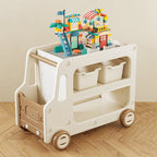 Lumendat Modern Art Deco Car-Shaped Eco-Friendly HDPE Movable Kids Storage End Table 3-Tier For Living Room Lumendat