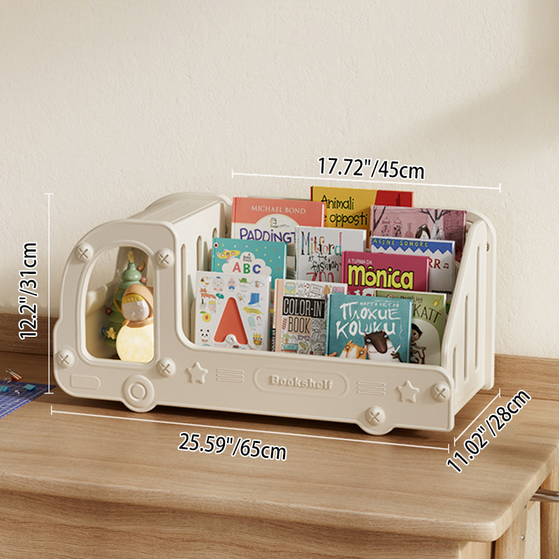 Lumendat Contemporary Creative Eco-Friendly HDPE Cartoon Car-Shaped Kids Desktop Bookshelf 2-Shelf For Study Room Lumendat