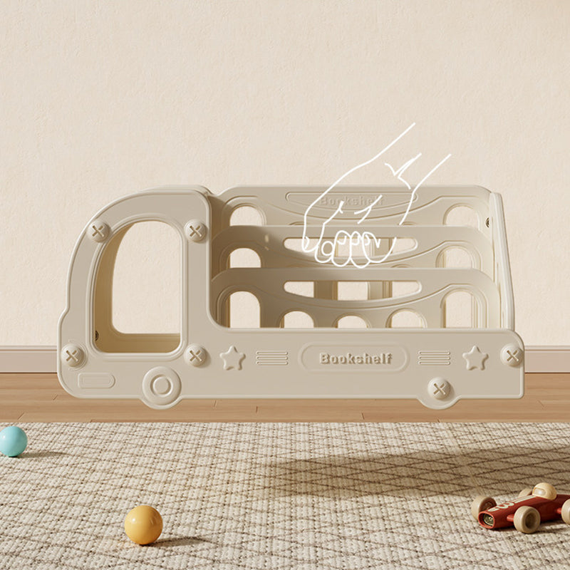 Lumendat Contemporary Creative Eco-Friendly HDPE Cartoon Car-Shaped Kids Desktop Bookshelf 2-Shelf For Study Room Lumendat