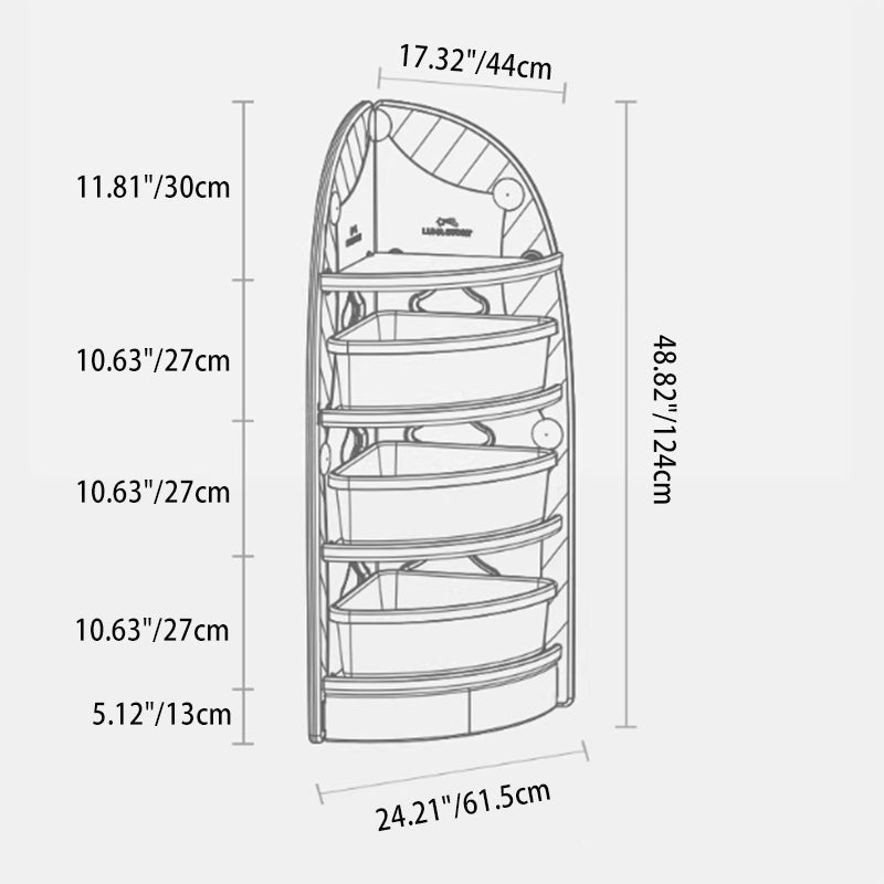 Lumendat Modern Minimalist Eco-Friendly HDPE PP Plastic Fan-Shaped Kids Corner Storage Shelf 4-Tier For Living Room & Study Lumendat