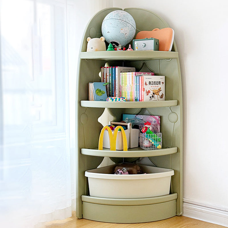 Lumendat Modern Minimalist Eco-Friendly HDPE PP Plastic Fan-Shaped Kids Corner Storage Shelf 4-Tier For Living Room & Study Lumendat