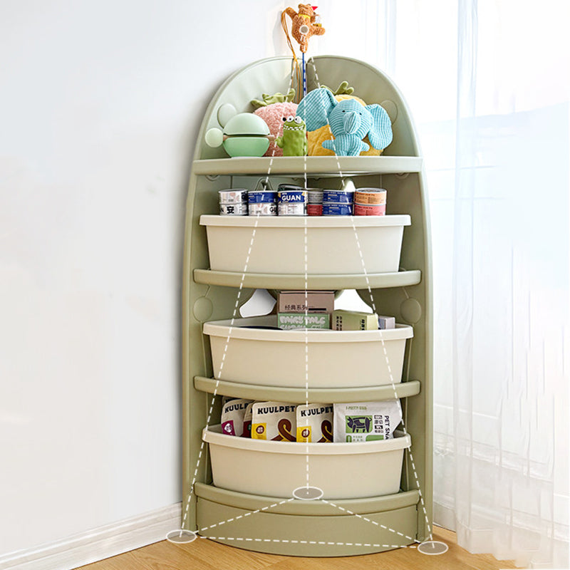 Lumendat Modern Minimalist Eco-Friendly HDPE PP Plastic Fan-Shaped Kids Corner Storage Shelf 4-Tier For Living Room & Study Lumendat