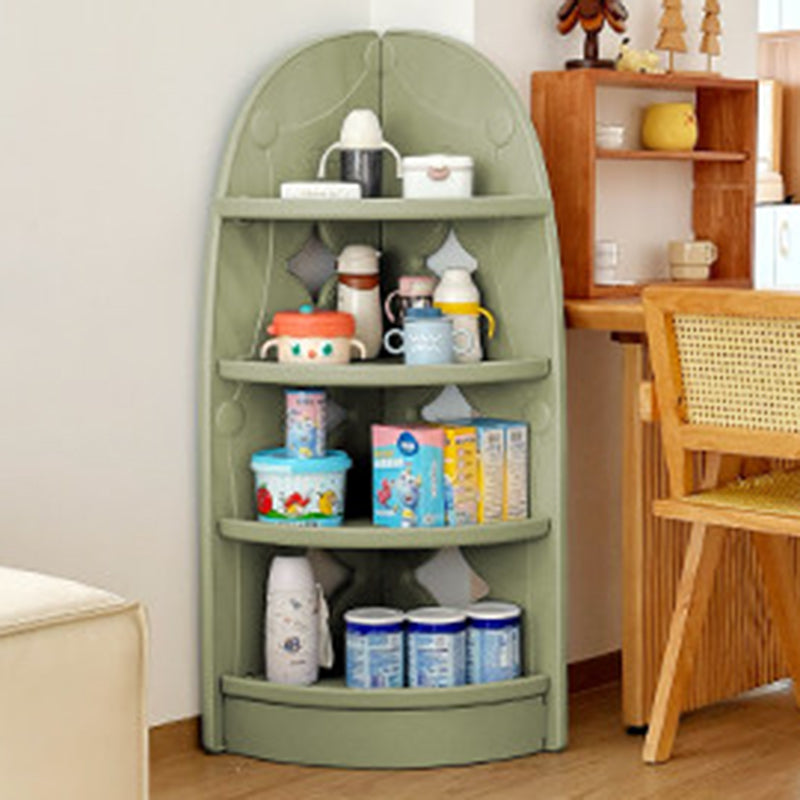 Lumendat Modern Minimalist Eco-Friendly HDPE PP Plastic Fan-Shaped Kids Corner Storage Shelf 4-Tier For Living Room & Study Lumendat