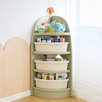 Lumendat Modern Minimalist Eco-Friendly HDPE PP Plastic Fan-Shaped Kids Corner Storage Shelf 4-Tier For Living Room & Study Lumendat