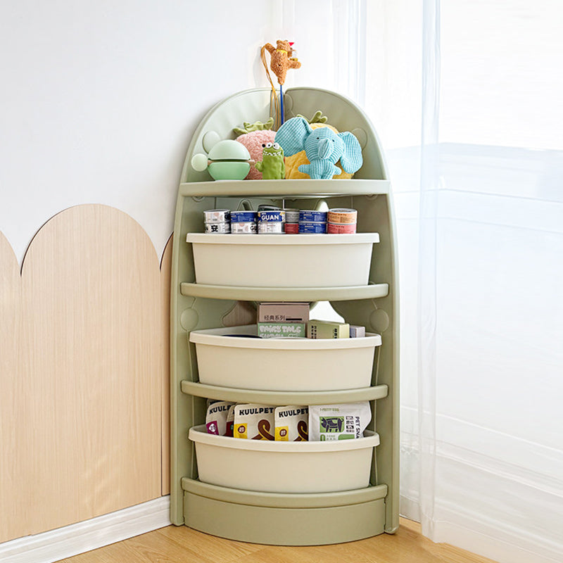 Lumendat Modern Minimalist Eco-Friendly HDPE PP Plastic Fan-Shaped Kids Corner Storage Shelf 4-Tier For Living Room & Study Lumendat